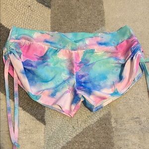 Yoga or Swim Short Watercolor Tie-Dye - Pastel Blue Pink Mint